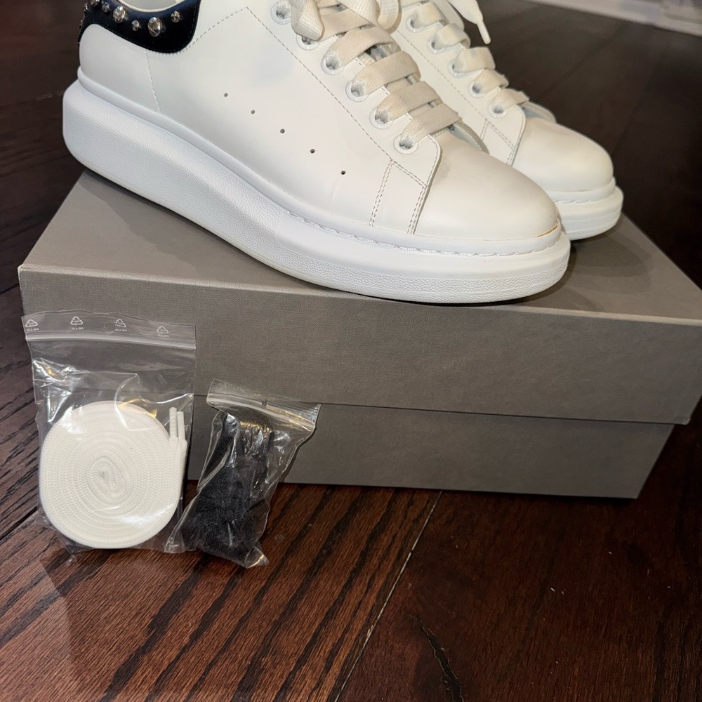 Alexander McQueen White and Black Studded Sneakers